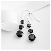 Sterling silver black cubic zirconia drop earrings