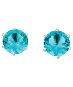 Sterling Silver Blue Cubic Zirconia Stud Earrings