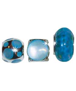 Sterling Silver Blue Mother of Pearl Charms - Set of 3