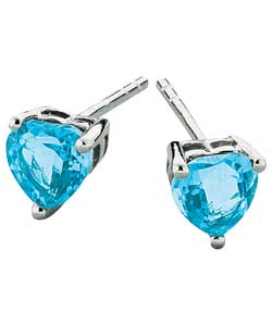 sterling Silver Blue Topaz November Birthstone Stud Earrings
