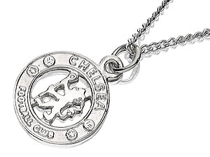 Sterling Silver Chelsea FC Crest Pendant And