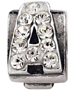 Sterling Silver Childrens Initial Bead Charm- Letter A
