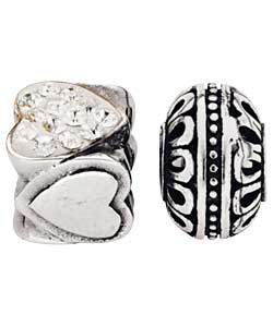 Sterling Silver Childs Crystal Heart and Spacer Beads