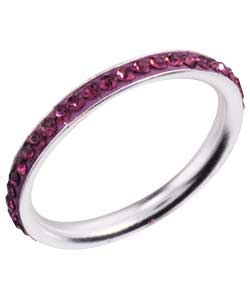 Silver Crystal Amethyst Band Stacker Ring