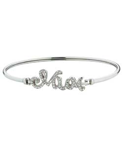 Sterling Silver Crystal Mum Bangle