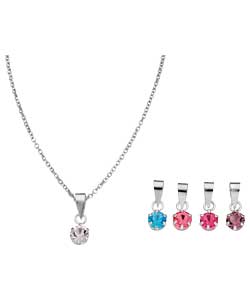 Sterling Silver Crystal Pendants - Set of 5