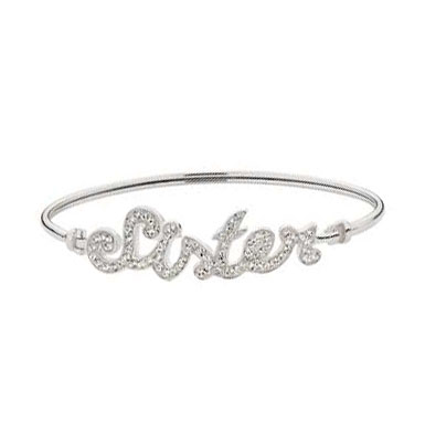 Sterling Silver Crystal Sister Bangle
