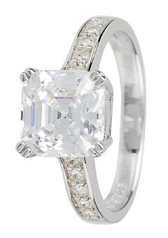 Sterling Silver Cubic Zirconia Ascher Cut