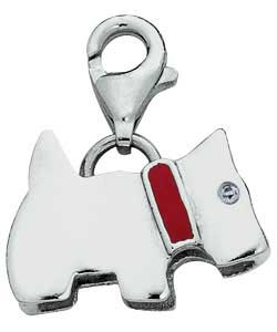 sterling Silver Cubic Zirconia Dog Charm