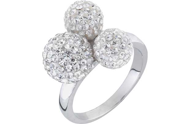 Sterling Silver Cubic Zirconia Glitter Balls Ring