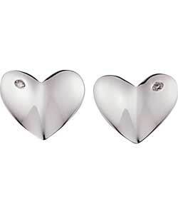 Sterling Silver Cubic Zirconia Heart Stud Earrings