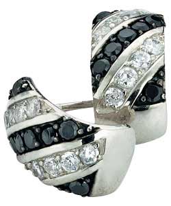 sterling Silver Cubic Zirconia J Hoop Earrings