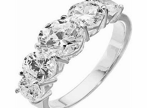 Sterling Silver Cubic Zirconia Large 5 Stone