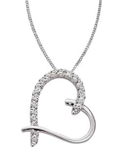Sterling Silver Cubic Zirconia Open Heart Pendant