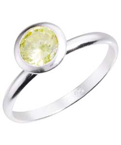 Sterling Silver Cubic Zirconia Peridot Stacker