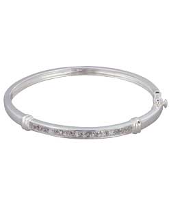 Sterling Silver Cubic Zirconia Princess Cut Bangle