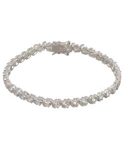 Sterling Silver Cubic Zirconia Set Round Bracelet