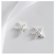 STERLING SILVER CUBIC ZIRCONIA STARFISH EARRINGS