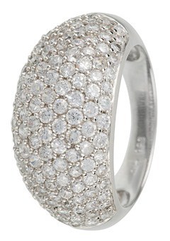 Sterling Silver Cut Cubic Zirconia set Mini Dome