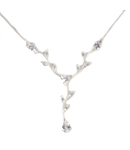 SILVER DIAMANTE LEAF NECKLACE