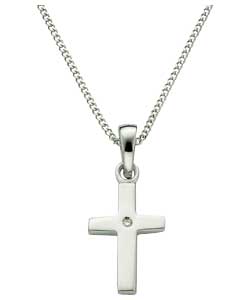 Sterling Silver Diamond Cross Pendant