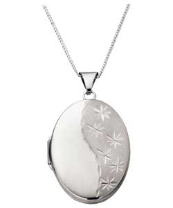 Sterling Silver Diamond Cut Sandblast Oval