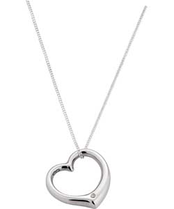 Sterling Silver Diamond Floating Heart Pendant
