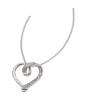 Sterling Silver Diamond Heart Pave Set Slide Pendant