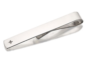 Silver Diamond Set Tie Slide - 014853