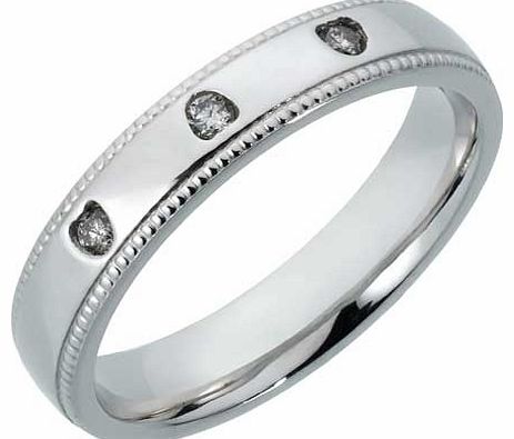 Silver Diamond Set Wedding Band - 4mm