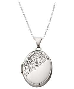 Sterling Silver Embossed Oval Locket Pendant