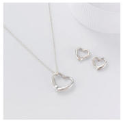 Sterling Silver Floating Heart Earring And