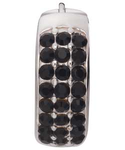 Silver Gents 3 Row Black Crystal Huggie