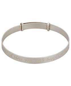 Sterling Silver Girls Message Expander Bangle