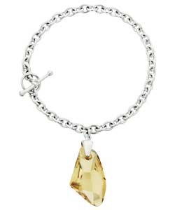 sterling Silver Gold Crystal Charm Bracelet