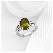 Sterling Silver Green Cubic Zirconia Ring, Large