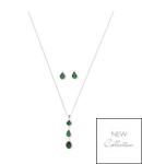 sterling SILVER GREEN ZIRCONIA SET