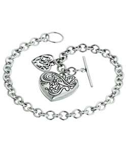 sterling Silver Heart Locket Charm Bracelet