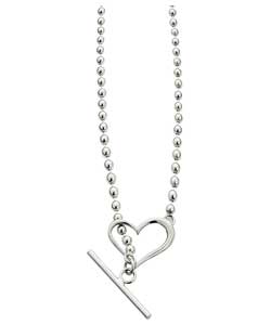 sterling Silver Heart T-Bar Ball Chain