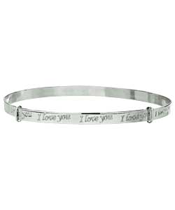 Sterling Silver  I Love You Script Bangle