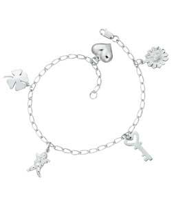 Sterling Silver Ladies 5 Life Charm Bracelet