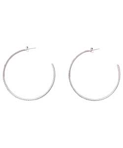 Sterling Silver Large Crystal Hoop Earrings