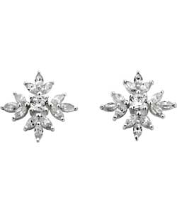 Sterling Silver Large Fancy Cubic Zirconia Stud