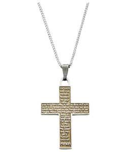 sterling Silver Lords Prayer Cross Pendant