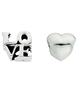 Silver Love and Heart Charms
