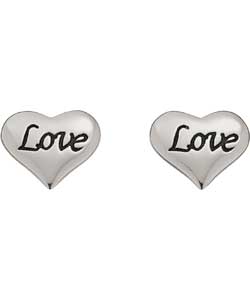 Sterling Silver Love Heart Stud Earrings