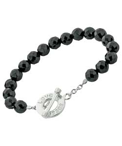 sterling Silver Onyx Bead T-Bar Bracelet