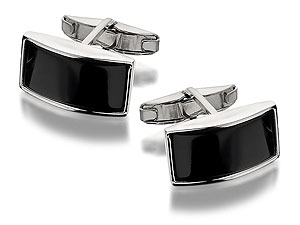 Sterling Silver Onyx Rectangular Swivel