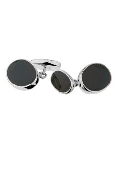 Silver Oval Onyx Cufflinks