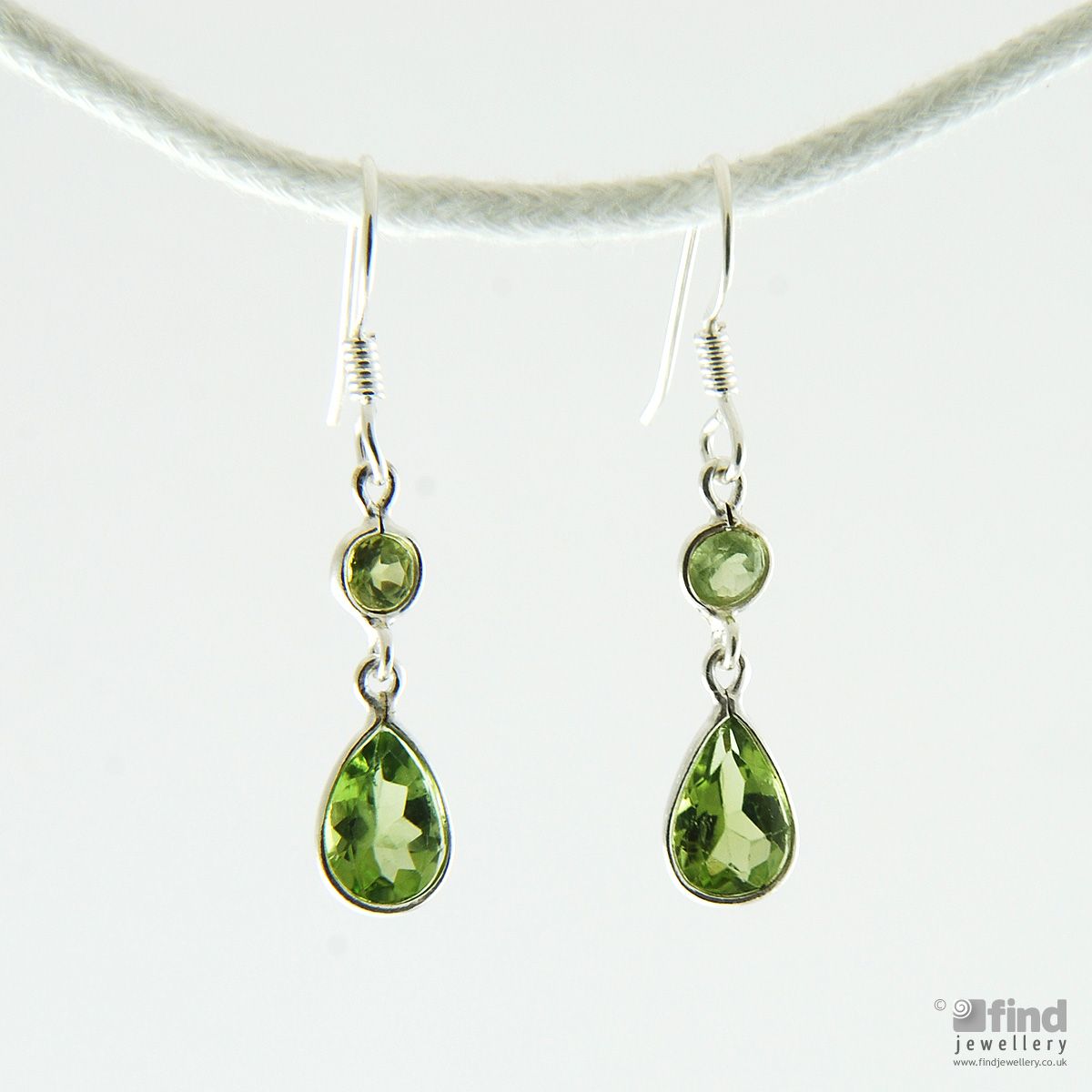 Silver Peridot Double Drop Earrings